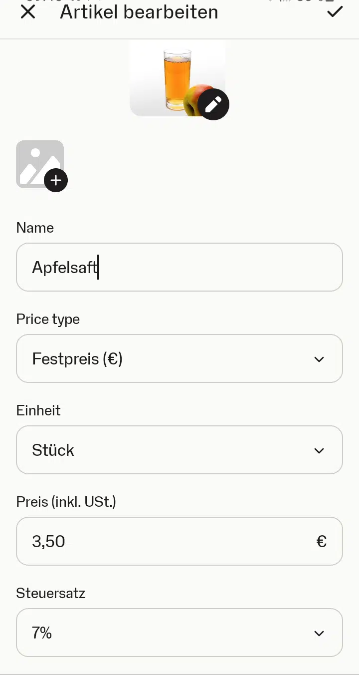 Artikel bearbeitung in der SumUp App (1)